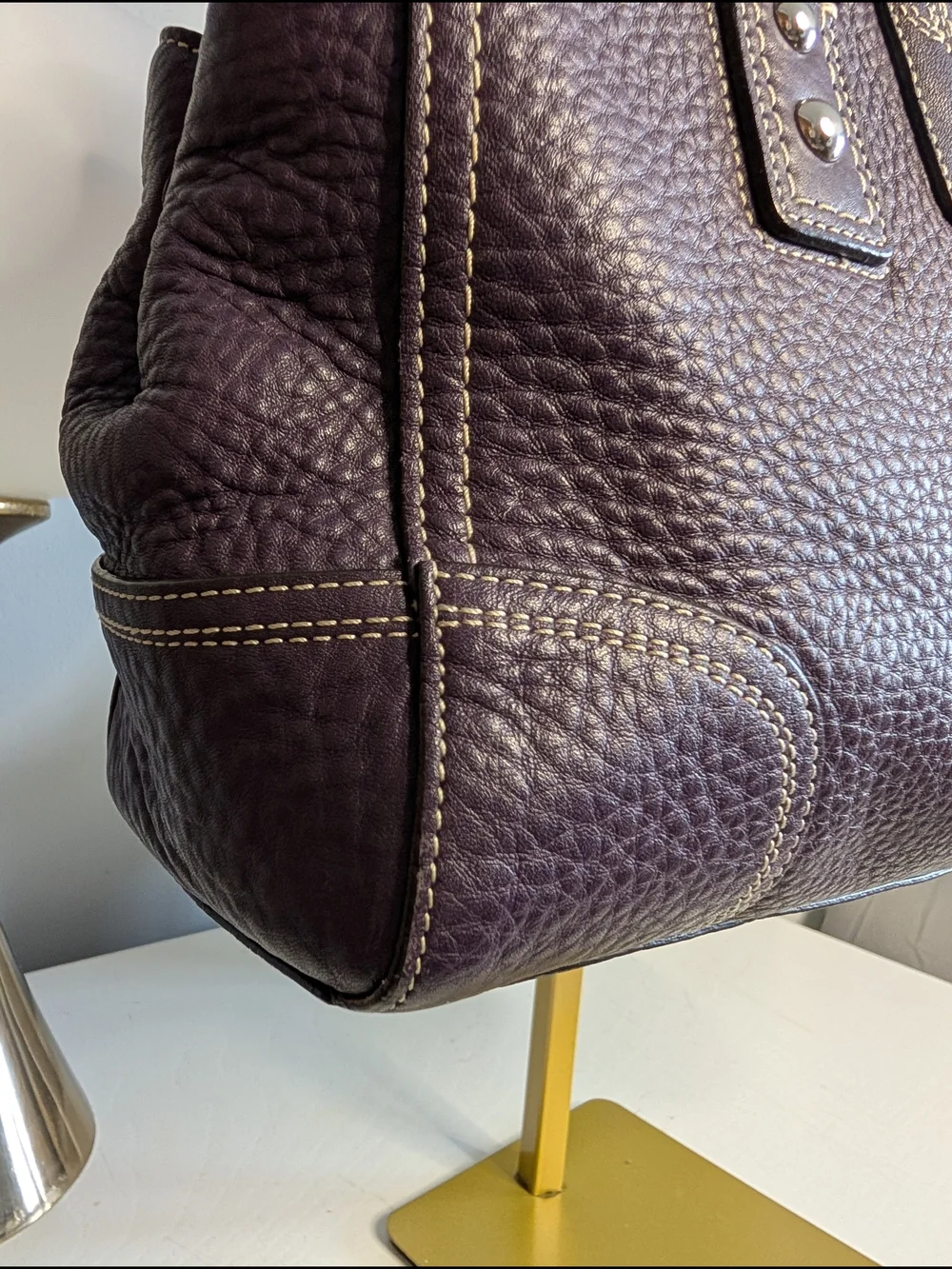 Coach Y2K Hamptons Pebbled Leather Satchel #F13961, Purple, EUC!